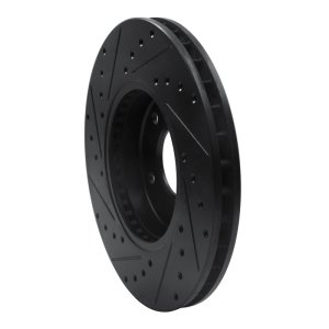 Jaguar Vanden Plas Brake Rotor (1) - Front Right - R1 Concepts - Drilled & Slotted - Black - `97-`03